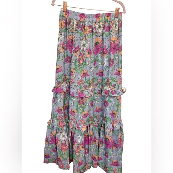 Vibrant Floral Maxi Skirt - Pink and Green - Picture 4 of 4